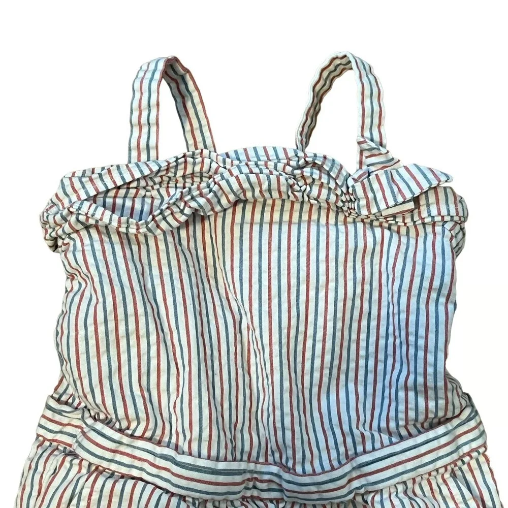 Hope & Henry Girls 18 24M Red White Blue Striped Lined Romper Patriotic July 4th